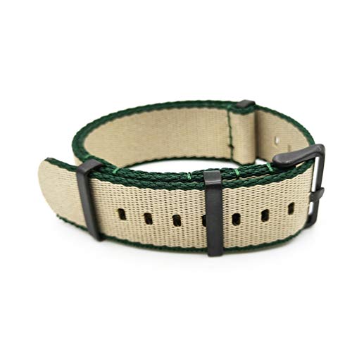 TikTako Nylon NATO Uhrenarmbänder 20mm/22mm Soft-Uhrenarmband-Water-Proof Sport Bunte Armbänder Schwarz Beige B, 22mm von MXBAOHENG