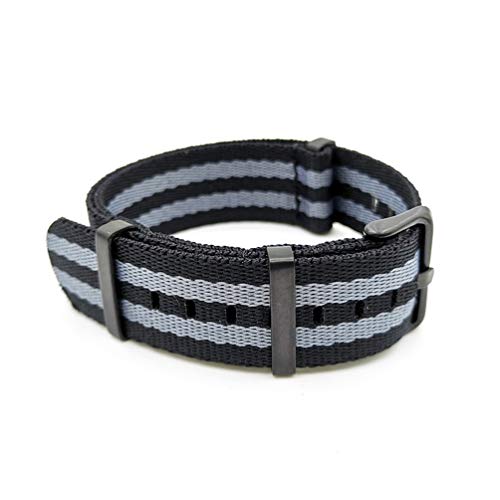 TikTako Nylon NATO Uhrenarmbänder 20mm/22mm Soft-Uhrenarmband-Water-Proof Sport Bunte Armbänder Schwarz Grau B, 20mm von MXBAOHENG