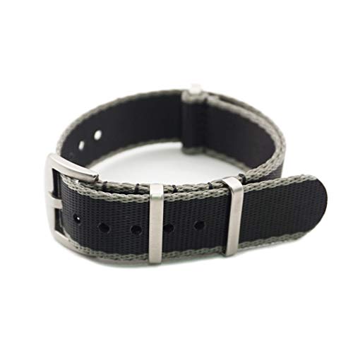 TikTako Nylon NATO-Uhrenarmband 20/22mm Nylon Quick Release Uhrenarmbänder Schwarz Grau Rand, 22mm von MXBAOHENG