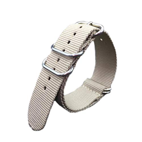 TikTako Nylon Quick Release Uhrenarmbänder 18mm/20mm/22mm/24mm Armee Sport NATO Armband Beige, 22mm von TikTako