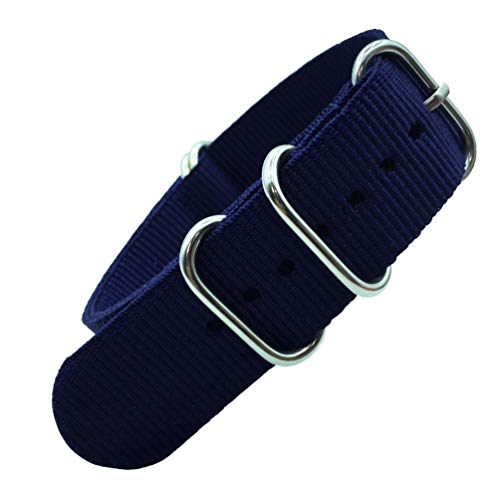 TikTako Nylon Quick Release Uhrenarmbänder 18mm/20mm/22mm/24mm Armee Sport NATO Armband Blau, 22mm von TikTako