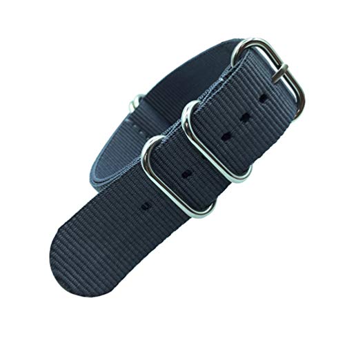 TikTako Nylon Quick Release Uhrenarmbänder 18mm/20mm/22mm/24mm Armee Sport NATO Armband Grau, 20mm von TikTako