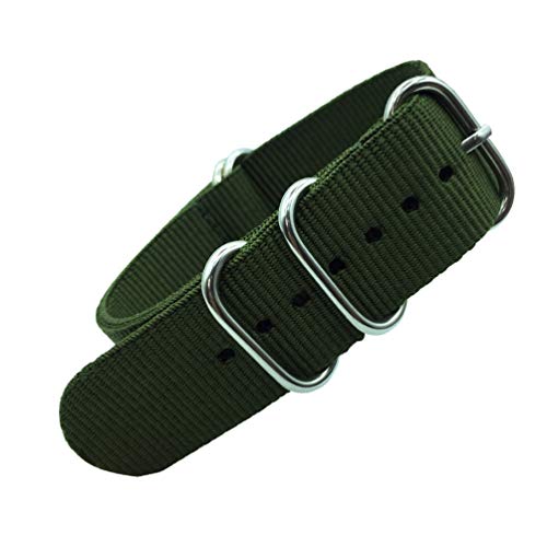 TikTako Nylon Quick Release Uhrenarmbänder 18mm/20mm/22mm/24mm Armee Sport NATO Armband Grün, 24mm von TikTako