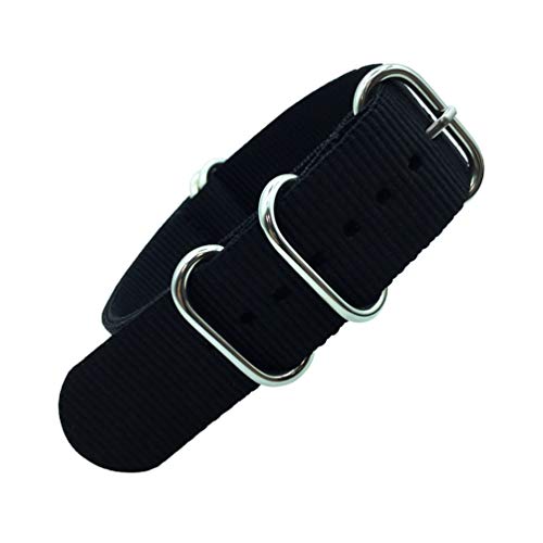 TikTako Nylon Quick Release Uhrenarmbänder 18mm/20mm/22mm/24mm Armee Sport NATO Armband Schwarz, 24mm von TikTako