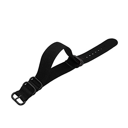 TikTako Nylon Uhrenarmbänder 18mm/20mm/22mm/24mm Nylon-Uhrenarmband NATO Nylon Canvas-Uhrenarmband Schwarz, 18mm von TikTako