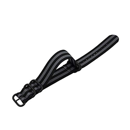 TikTako Nylon Uhrenarmbänder 18mm/20mm/22mm/24mm Nylon-Uhrenarmband NATO Nylon Canvas-Uhrenarmband Schwarze Asche, 20mm von TikTako