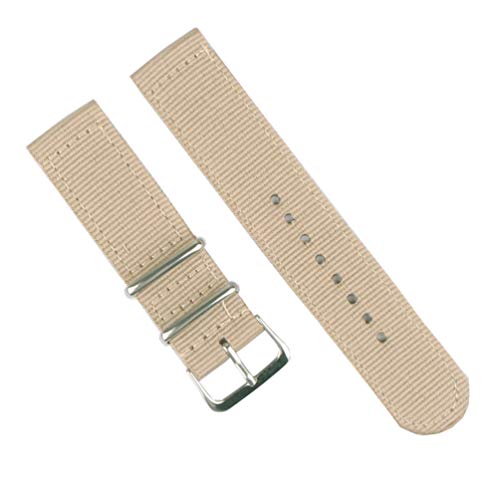 TikTako Quick Release NATO Uhrenarmbänder 18mm/20mm/22mm/24mm-Streifen Nylon Armband mit Edelstahl-Schnalle Beige, 24mm von MXBAOHENG