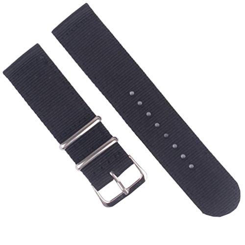 TikTako Quick Release NATO Uhrenarmbänder 18mm/20mm/22mm/24mm-Streifen Nylon Armband mit Edelstahl-Schnalle Schwarz, 20mm von TikTako