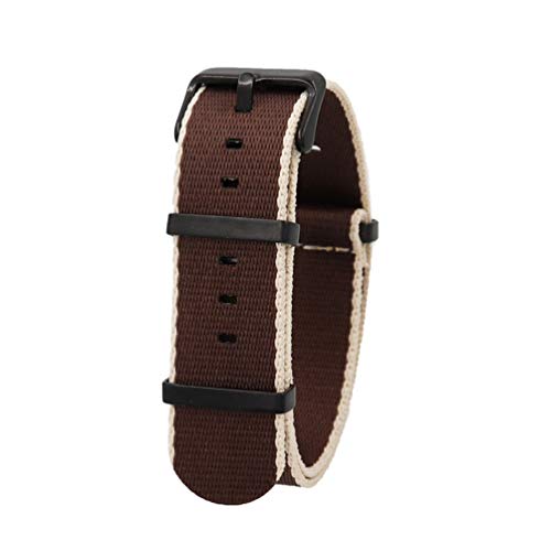 TikTako Quick Release NATO Uhrenarmbänder 20mm/22mm Nylon NATO Armband Edelstahl-Wölbung Braun Beige B, 22mm von TikTako