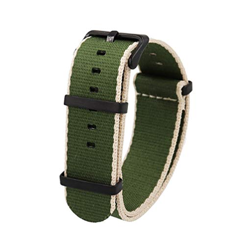 TikTako Quick Release NATO Uhrenarmbänder 20mm/22mm Nylon NATO Armband Edelstahl-Wölbung Grün Beige B, 20mm von MXBAOHENG