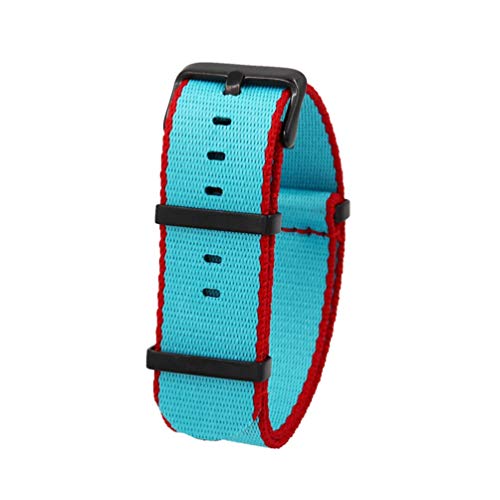 TikTako Quick Release NATO Uhrenarmbänder 20mm/22mm Nylon NATO Armband Edelstahl-Wölbung Lake Blue Red B, 20mm von MXBAOHENG