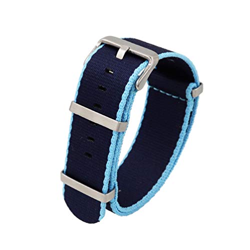 TikTako Quick Release NATO Uhrenarmbänder 20mm/22mm Nylon NATO Armband Edelstahl-Wölbung Navy Blue Himmelblau S, 22mm von MXBAOHENG