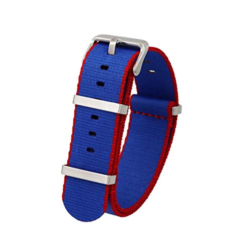 TikTako Quick Release NATO Uhrenarmbänder 20mm/22mm Nylon NATO Armband Edelstahl-Wölbung Royal Blue Red S, 22mm von TikTako