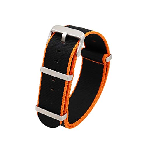 TikTako Quick Release NATO Uhrenarmbänder 20mm/22mm Nylon NATO Armband Edelstahl-Wölbung Schwarz Orange S, 22mm von MXBAOHENG