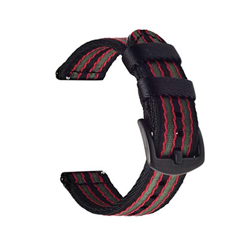 TikTako Quick Release NATO-Uhrenarmband 18mm/20mm/22mm/24mm doppelte Schicht Leinwand Strap Uhrenarmbänder Schwarz Rot Schwarz, 20mm von MXBAOHENG