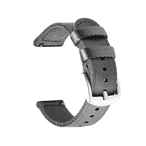 TikTako Quick Release NATO-Uhrenarmband 18mm/20mm/22mm/24mm doppelte Schicht Leinwand Strap Uhrenarmbänder grau Silber, 22mm von TikTako
