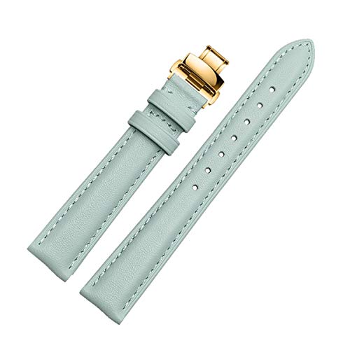 TikTako Rose Gold Lederband, Uhrenarmband Blau Schwarz Grau Schmetterling Schliesse Armband 14mm-20mm von TikTako