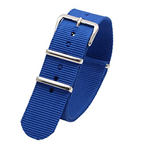 TikTako Sport-Uhrenarmband 18mm/20mm/22mm/24mm Nylon NATO Armband mit Edelstahl-Schnalle Gürtel Blau, 20mm von MXBAOHENG