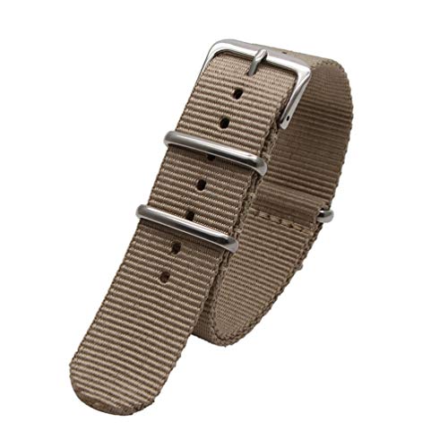 TikTako Sport-Uhrenarmband 18mm/20mm/22mm/24mm Nylon NATO Armband mit Edelstahl-Schnalle Gürtel Khaki, 24mm von MXBAOHENG