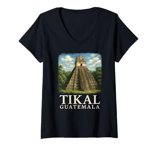 Damen Guatemala Tikal Chapin Atitlan Maya Retro Guate Quetzal 502 T-Shirt mit V-Ausschnitt Damen Guatemala Tikal Chapin Atitlan Maya Retro Guate Quetzal 502 T-Shirt mit V-Ausschnitt von Tikal 502 Apparel