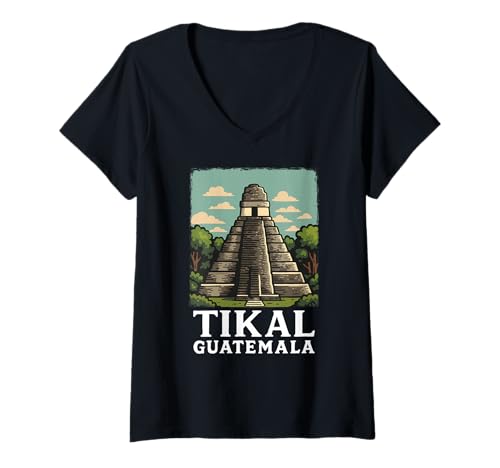 Damen Guatemala Tikal Chapin Atitlan Maya Retro Guate Quetzal 502 T-Shirt mit V-Ausschnitt Damen Guatemala Tikal Chapin Atitlan Maya Retro Guate Quetzal 502 T-Shirt mit V-Ausschnitt von Tikal 502 Apparel