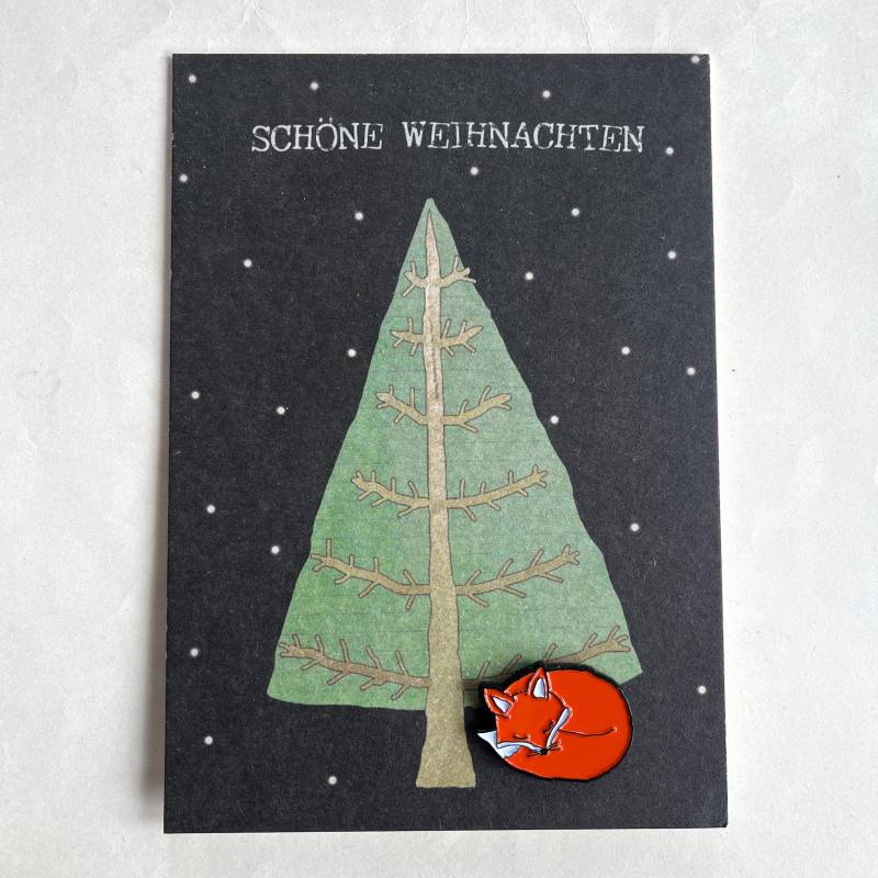 Fuchs - Ansteck-Pin Auf Weihnachtskarte Fuchs - Ansteck-Pin Auf Weihnachtskarte von TikiOno