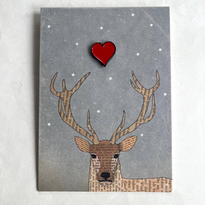 Herz - Ansteck-Pin Auf Hirsch-Karte Herz - Ansteck-Pin Auf Hirsch-Karte von TikiOno