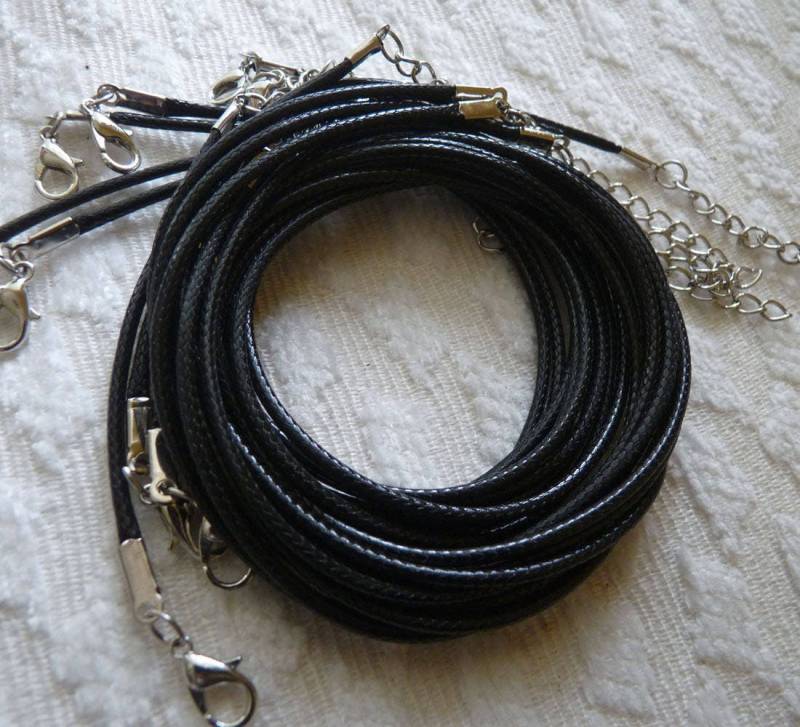 5/10x Schwarze Gewachste 1, 5 Mm Schnur, Geflochtene Hochwertige 18 "Verstellbare Runde Halskettenkordel + Verlängerungskette von TikisCraftShop