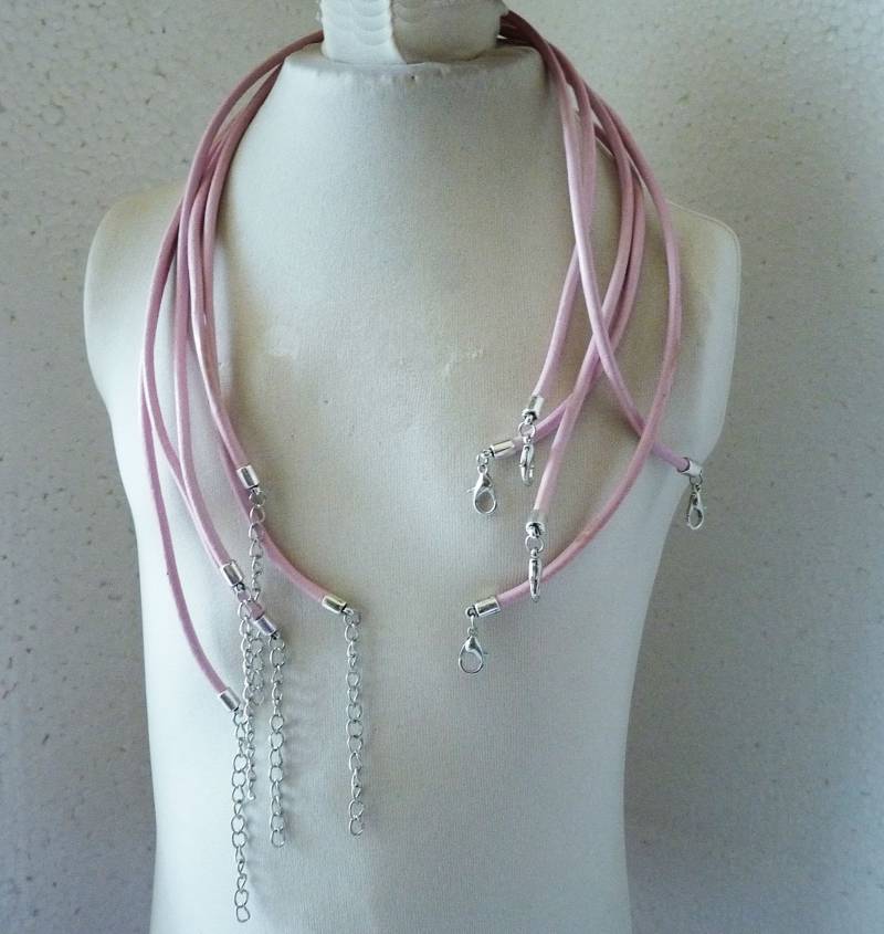 Rosa Lederkette, 3 Mm Runde Schwarze Echte Lederschnur 16 "Halskette, Verstellbare Fertige Schnurhalskette Mit Krallenverschluss + Verlängerungskette Rosa Lederkette, 3 Mm Runde Schwarze Echte Lederschnur 16 "Halskette, Verstellbare Fertige Schnurhalskette Mit Krallenverschluss + Verlängerungskette von TikisCraftShop