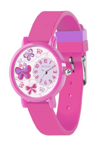 Tikkers TK0074 Mädchen-Armbanduhr, Gummiband, Rosa von Tikkers