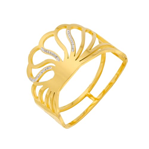 Tiklife Armbänder Damen Armreif Gold Offenes Armband für Frauen Eleganter Schmuck Goldene Armspange Geschenk für Mutter, Tochter, Freundin – Ideal zu Geburtstag, Muttertag, Weihnachten (Bra-02) von Tiklife