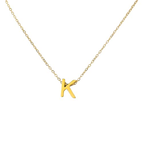 Tiklife Damen Halskette Anhänger Damen Schmuck Herz Anhänger Buchstaben Halskette Verschiedene Designs Ideal als Geschenk für Frauen und Mädchen Perfekt für Feiertage (Ne-K) von Tiklife