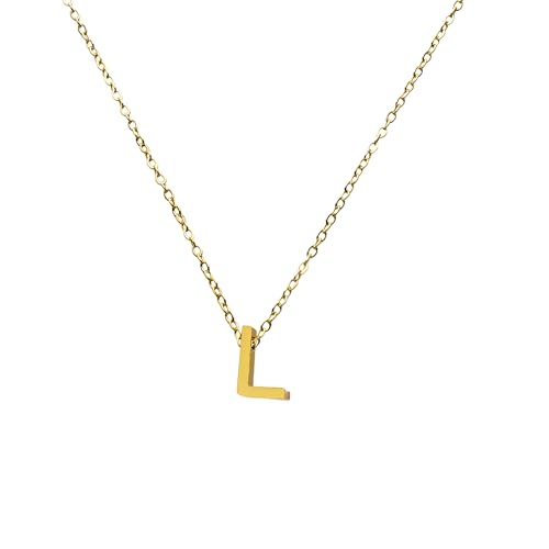 Tiklife Damen Halskette Anhänger Damen Schmuck Herz Anhänger Buchstaben Halskette Verschiedene Designs Ideal als Geschenk für Frauen und Mädchen Perfekt für Feiertage (Ne-L) von Tiklife