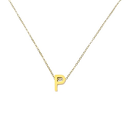 Tiklife Damen Halskette Anhänger Damen Schmuck Herz Anhänger Buchstaben Halskette Verschiedene Designs Ideal als Geschenk für Frauen und Mädchen Perfekt für Feiertage (Ne-P) von Tiklife