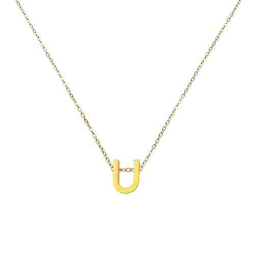 Tiklife Damen Halskette Anhänger Damen Schmuck Herz Anhänger Buchstaben Halskette Verschiedene Designs Ideal als Geschenk für Frauen und Mädchen Perfekt für Feiertage (Ne-U) von Tiklife
