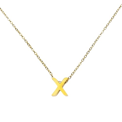 Tiklife Damen Halskette Anhänger Damen Schmuck Herz Anhänger Buchstaben Halskette Verschiedene Designs Ideal als Geschenk für Frauen und Mädchen Perfekt für Feiertage (Ne-X) von Tiklife