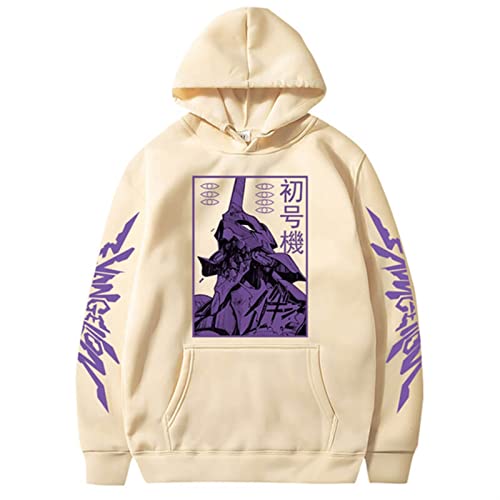 Tikoch Hoodies Anime Evangelion Graphic EVA-00 PROTO TYPE Unisex Oversize Langarm Pullover Sweatshirts Harajuku Streetwear Tops (Farbe: Beige1, Größe: M) von Tikoch