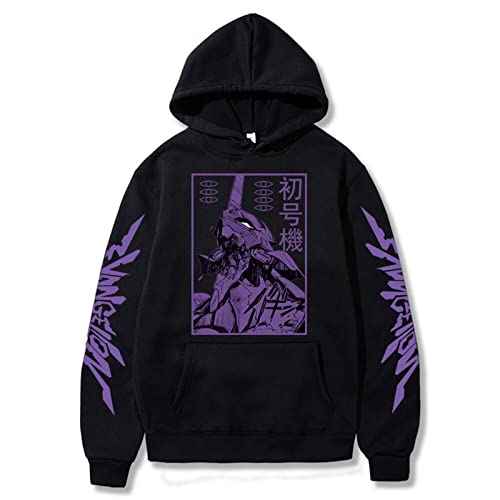 Tikoch Hoodies Anime Evangelion Graphic EVA-00 PROTO TYPE Unisex Oversize Langarm Pullover Sweatshirts Harajuku Streetwear Tops (Farbe: Schwarz1, Größe: 4XL) von Tikoch