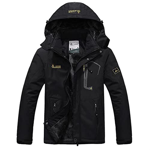 Tikoch Winter-Parka für Herren, Windschutz, Samt, dick, warm, winddicht, Fellmäntel, männlich, Militär, Kapuzenjacke, Anorak-Jacken (Farbe: Schwarz, Größe: (100-110kg) 5XL) von Tikoch