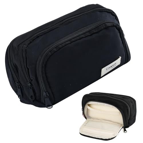 Tikplus Federmäppchen mit großem Fassungsvermögen, großes Federmäppchen mit 4 Fächern, leichtes Reißverschluss-Federmäppchen für Mädchen, Teenager, Schreibwaren-Organizer, Make-up-Tasche für Damen, von Tikplus