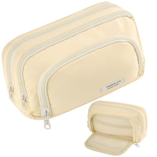 Tikplus Federmäppchen mit großem Fassungsvermögen, großes Federmäppchen mit 4 Fächern, leichtes Reißverschluss-Federmäppchen für Mädchen, Teenager, Schreibwaren-Organizer, Make-up-Tasche für Damen von Tikplus