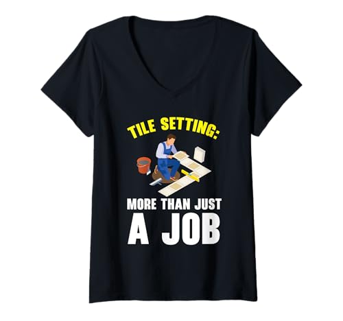 Damen Fliesenleger Fliesenleger Beruf Fugen Bodenfliesen T-Shirt mit V-Ausschnitt Damen Fliesenleger Fliesenleger Beruf Fugen Bodenfliesen T-Shirt mit V-Ausschnitt von Tiler Tile Setter Profession Floor Tiler
