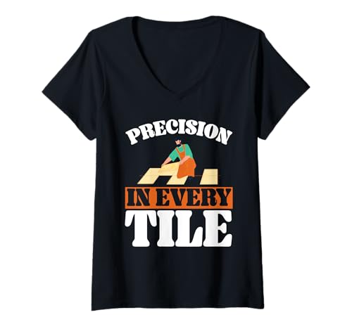 Damen Fliesenleger Fliesenleger Beruf Fugen Bodenfliesen T-Shirt mit V-Ausschnitt Damen Fliesenleger Fliesenleger Beruf Fugen Bodenfliesen T-Shirt mit V-Ausschnitt von Tiler Tile Setter Profession Floor Tiler