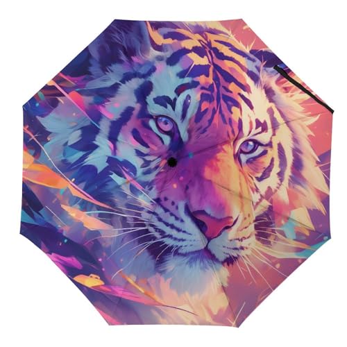 Regenschirme Buntes Tiger-Tier Automatischer Faltschirm Uv-Sonnenschutz Regenschirme Tragbarer Regenschirm von Tilivyx