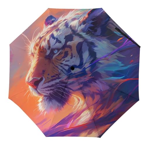 Regenschirme Buntes Tiger-Tier Automatischer Faltschirm Uv-Sonnenschutz Regenschirme Tragbarer Regenschirm von Tilivyx