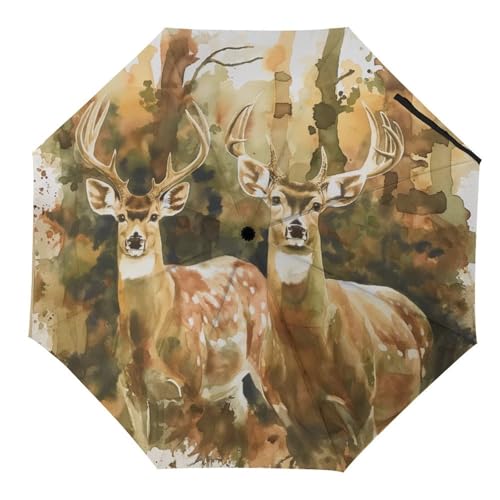 Regenschirme Tierische Hirsche Automatischer Faltschirm Uv-Sonnenschutz Regenschirme Tragbarer Regenschirm von Tilivyx