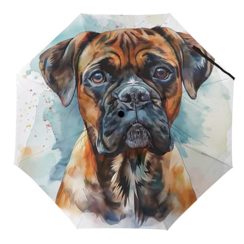 Tilivyx Automatischer Faltschirm Uv-Sonnenschutz Regenschirm Boxer Hund Tragbarer Regenschirm Schwarz von Tilivyx