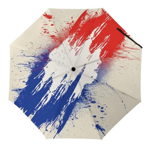 Tilivyx Regenschirme Frankreich Flagge Splash Automatischer Faltschirm Uv-Sonnenschutz Regenschirme Tragbarer Regenschirm von Tilivyx