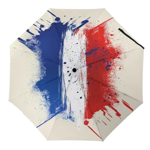 Tilivyx Regenschirme Frankreich Flagge Splash Automatischer Faltschirm Uv-Sonnenschutz Regenschirme Tragbarer Regenschirm von Tilivyx