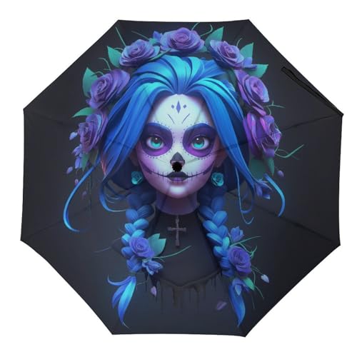 Tilivyx Regenschirme Gothic Style Mädchen Mit Blumen Automatischer Faltschirm Uv-Sonnenschutz Regenschirme Tragbarer Regenschirm Tilivyx Regenschirme Gothic Style Mädchen Mit Blumen Automatischer Faltschirm Uv-Sonnenschutz Regenschirme Tragbarer Regenschirm von Tilivyx